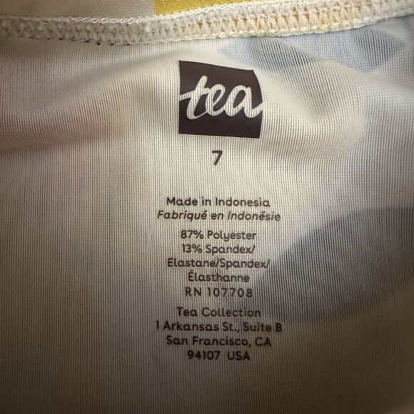 Tea Collection Girl's Long Sleeve Citrus Print Swim Rash Guard Top Size 7 - Picture 3 of 6